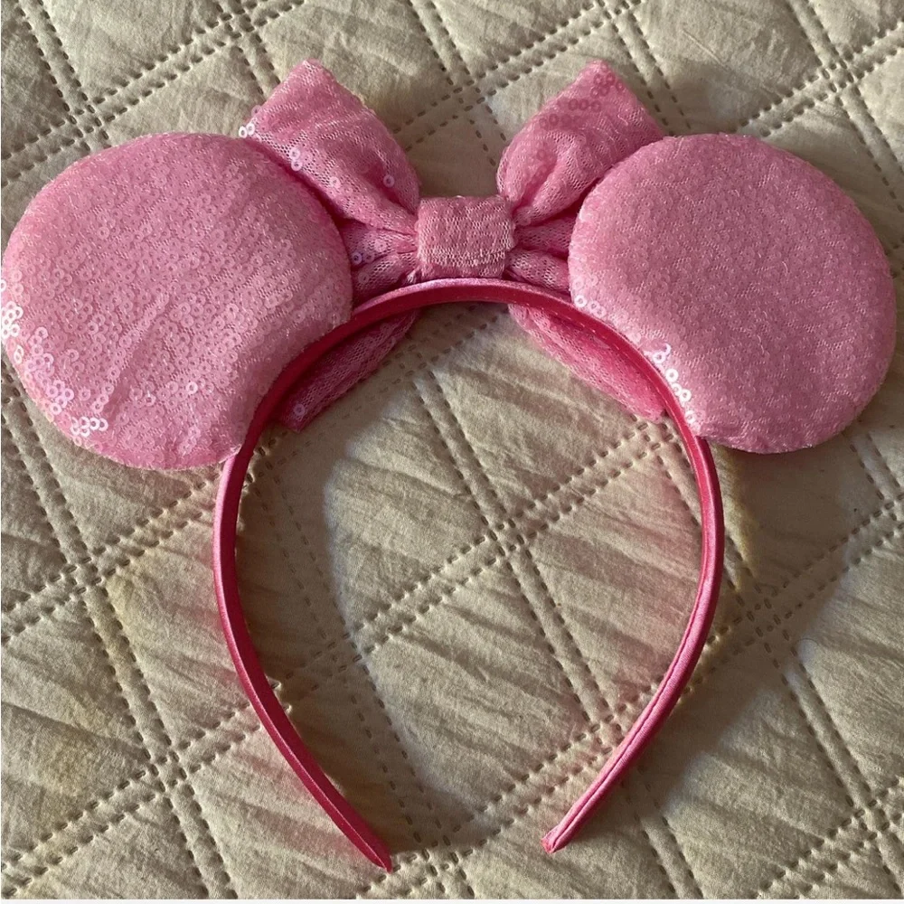 Pink Sequin Mouse Ears Headband